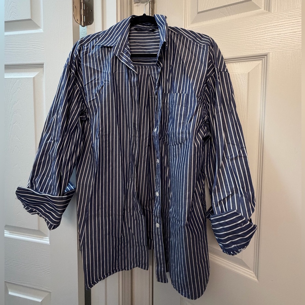 Zara oversized striped button up